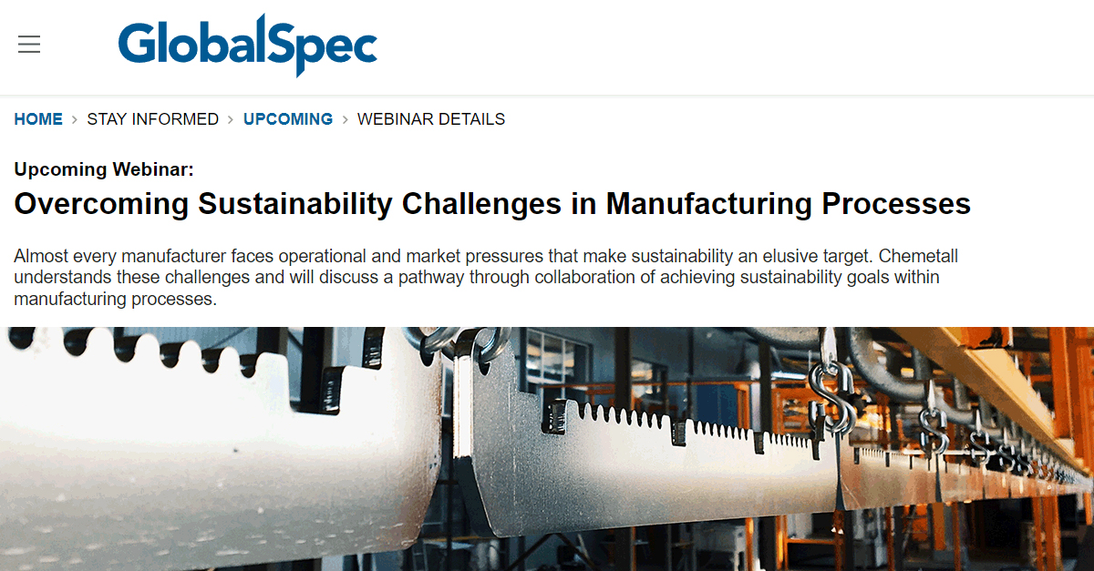 Overcoming Sustainability Challenges in Manufacturing Processes Webinar
